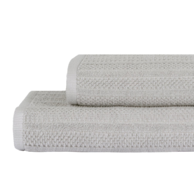 Linari %100 Pamuk Jakarlı 2'li Banyo Seti Açık Gri 50x90/90x150