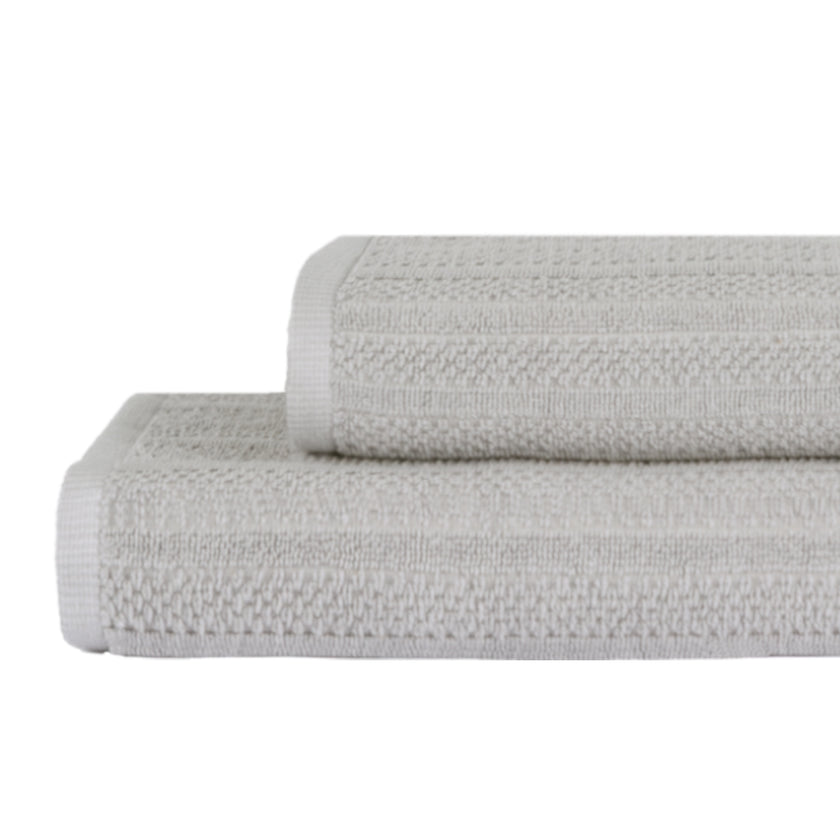 Linari %100 Pamuk Jakarlı 2'li Banyo Seti Açık Gri 50x90/90x150