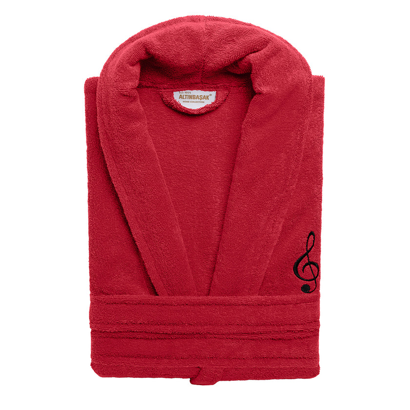 Beloved %100 Pamuk Nakışlı Erkek Bornoz Kırmızı (L/XL)