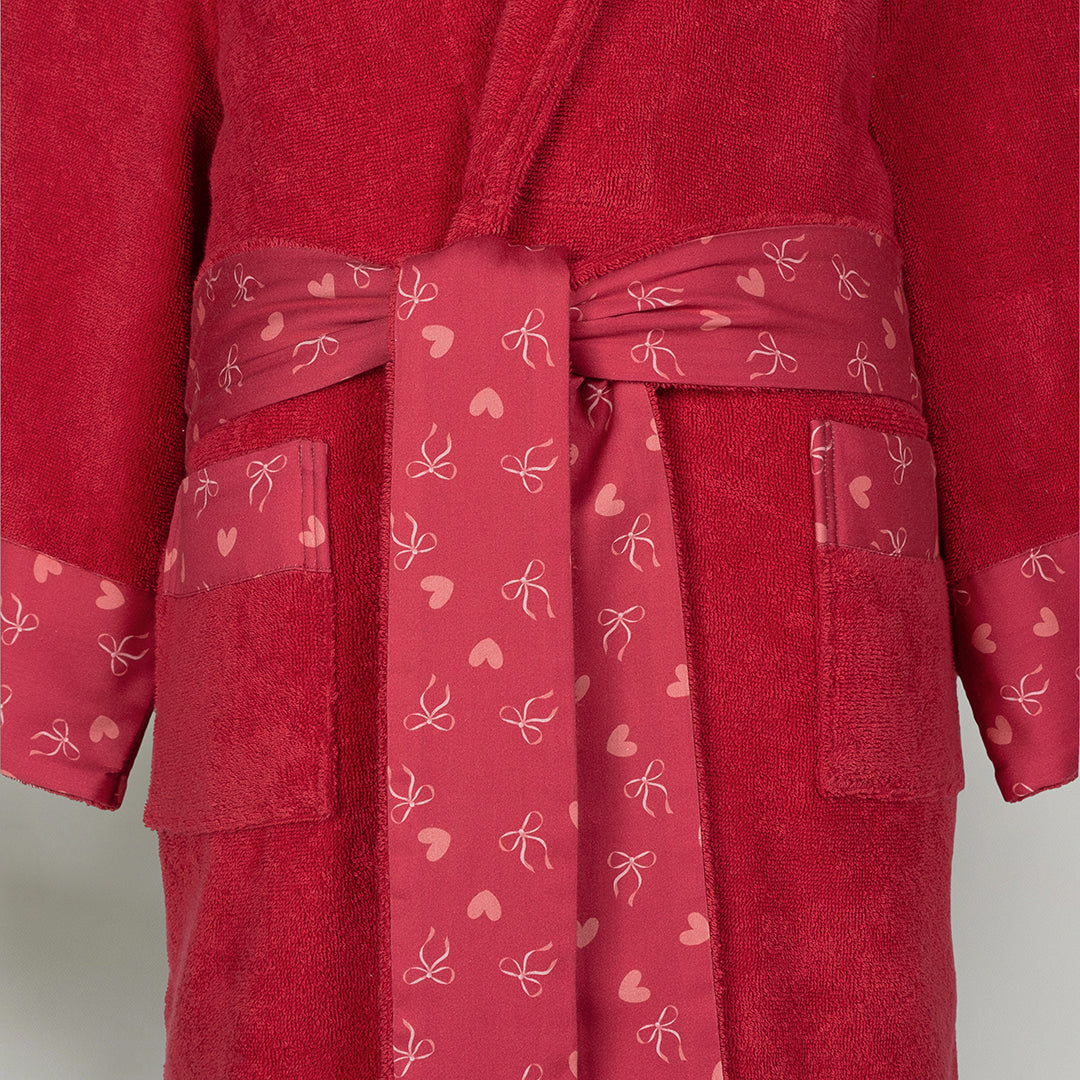 مجموعة روب نسائي من إيفرمور %100 قطن 2 قطعة حمراء (M/L)