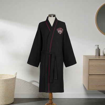 Valentine %100 Pamuk Nakışlı Pike Bornoz Siyah (M/L)