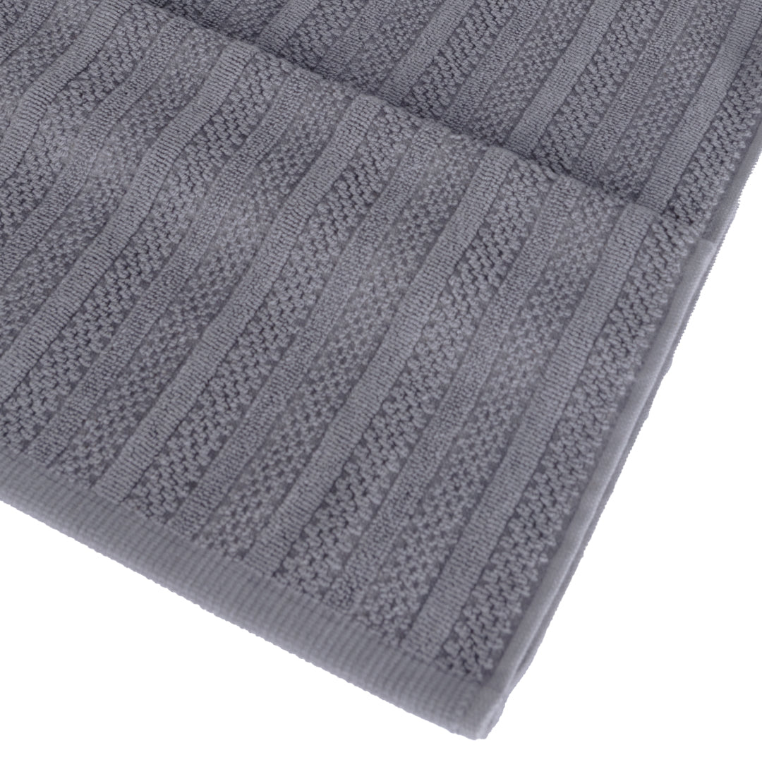 Linari %100 Pamuk Jakarlı 2'li Banyo Seti Gri 50x90/90x150