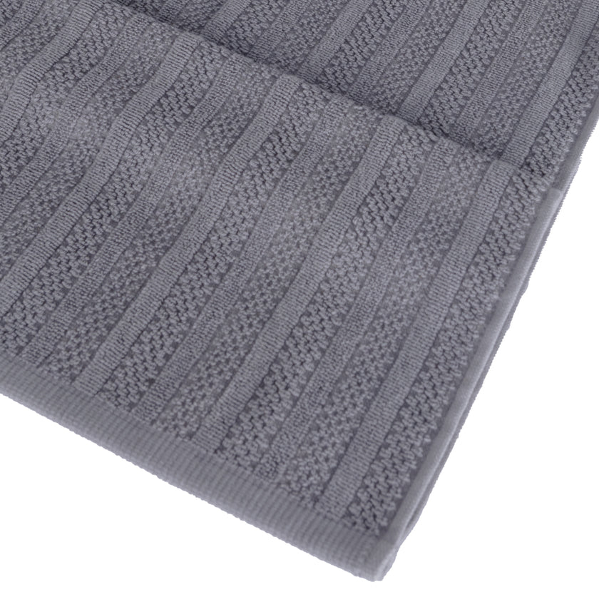 Linari %100 Pamuk Jakarlı 2'li Banyo Seti Gri 50x90/90x150