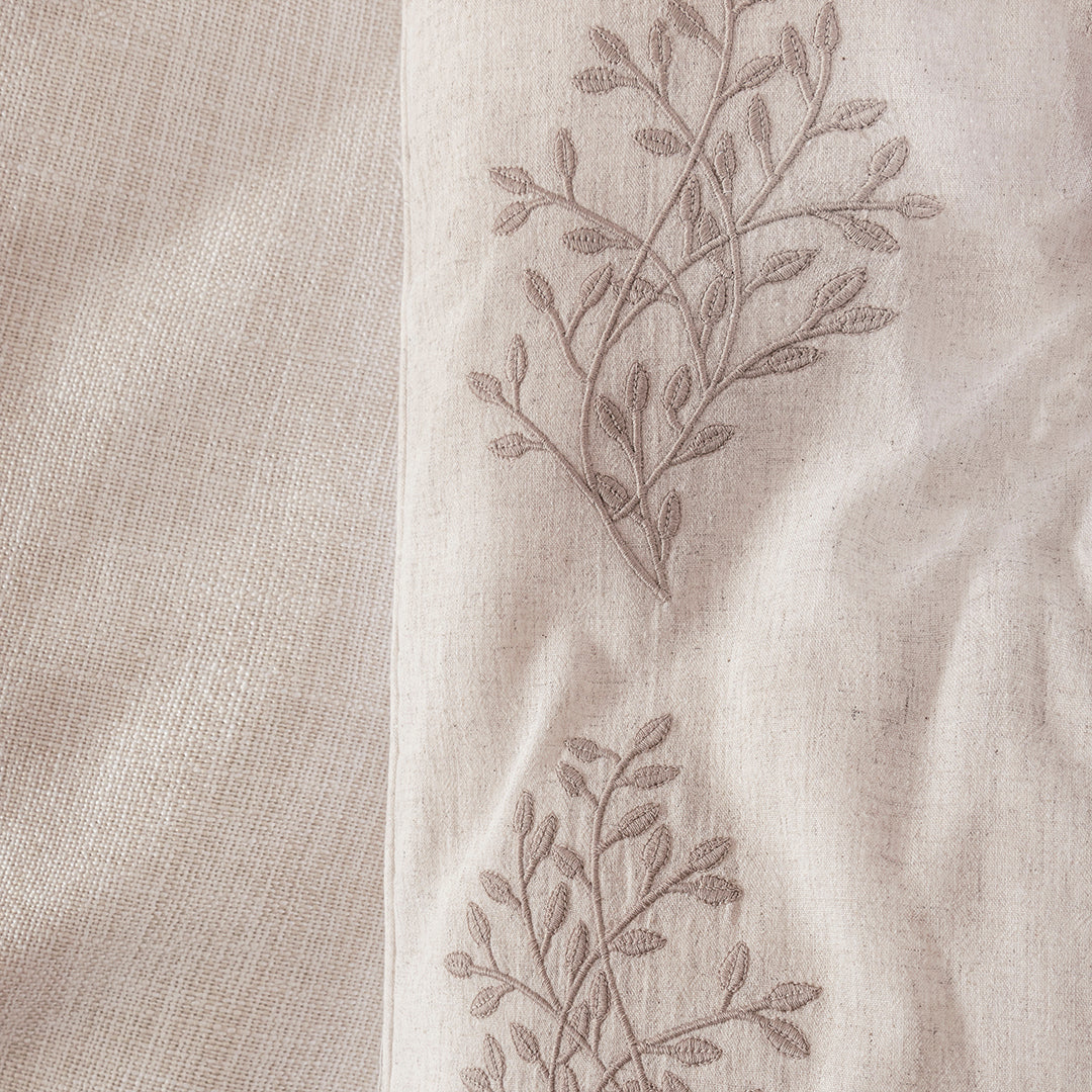 Astra Çift Kişilik Keten&Percale Nevresim Seti Beyaz/Natürel (7 Parça)