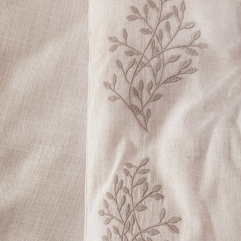 Astra Çift Kişilik Keten&Percale Nevresim Seti Beyaz/Natürel (7 Parça)