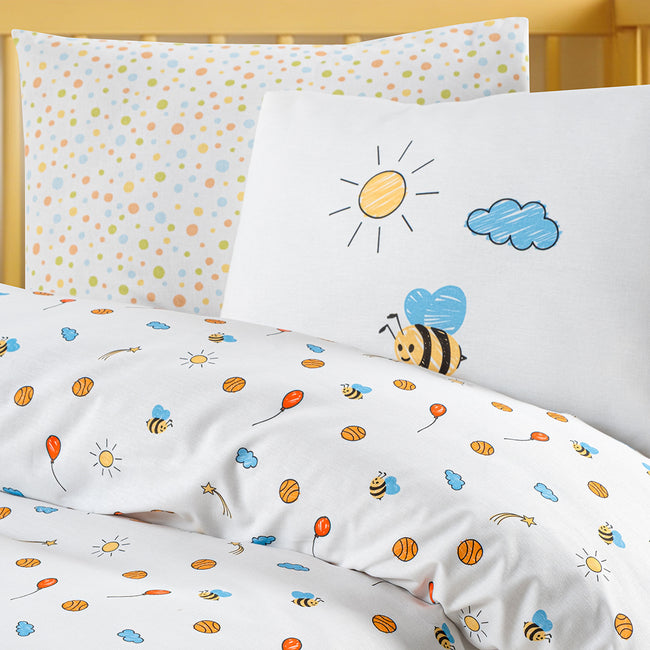 Baby Bee %100 Pamuk Ranforce Bebek Nevresim Takımı Beyaz (4 Parça)