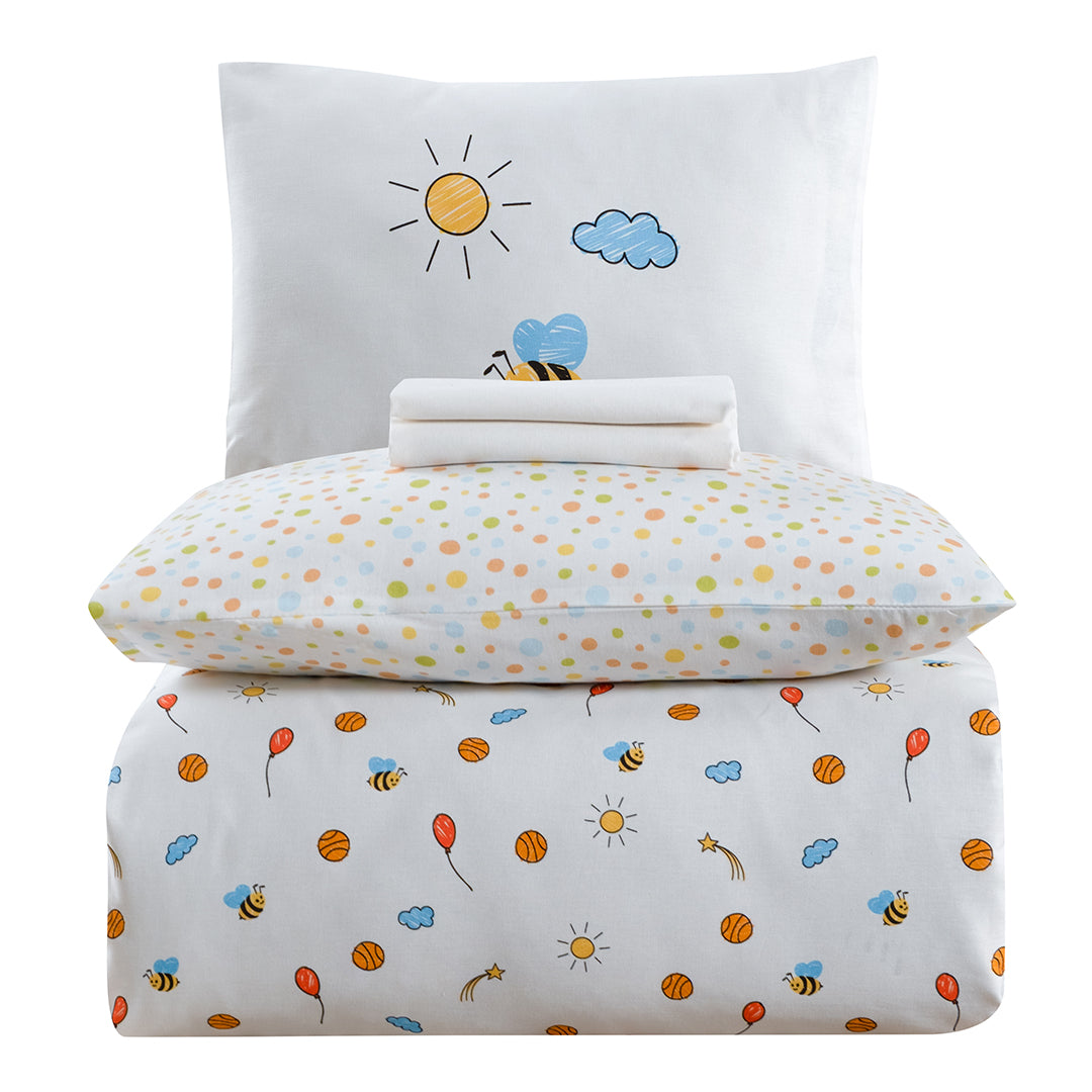 Baby Bee %100 Pamuk Ranforce Bebek Nevresim Takımı Beyaz (4 Parça)