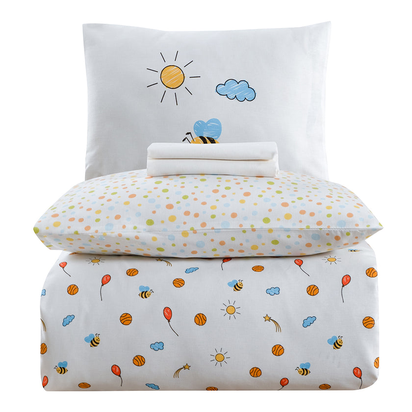 Baby Bee %100 Pamuk Ranforce Bebek Nevresim Takımı Beyaz (4 Parça)