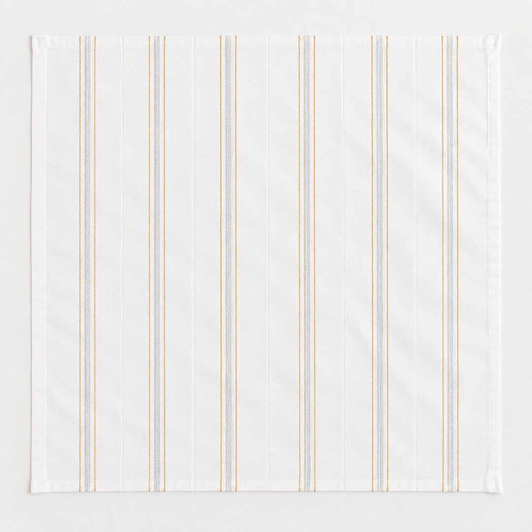 Peçete 6'lı Set Simli %100 Pamuk Beyaz/Simli