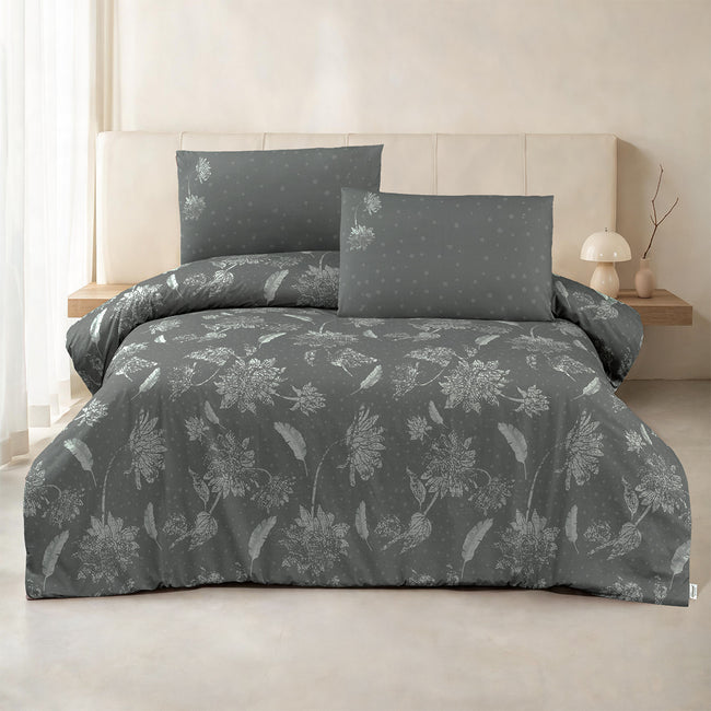Bruma Çift Kişilik %100 Pamuk Ranforce Nevresim Takımı Gri 57 Tel (4 Parça)