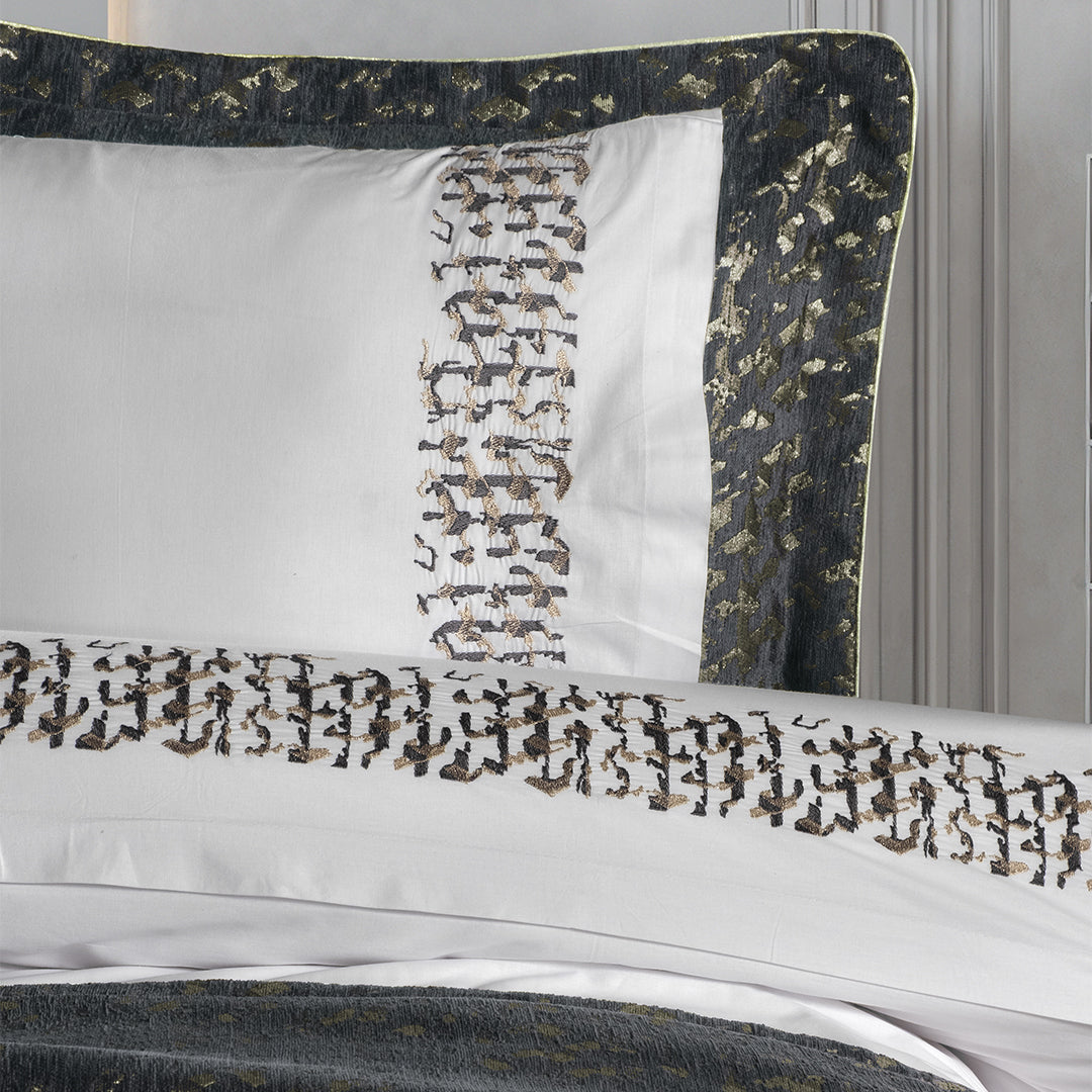 Castra Embroidered Double Duvet Set Anthracite (8 Pieces)