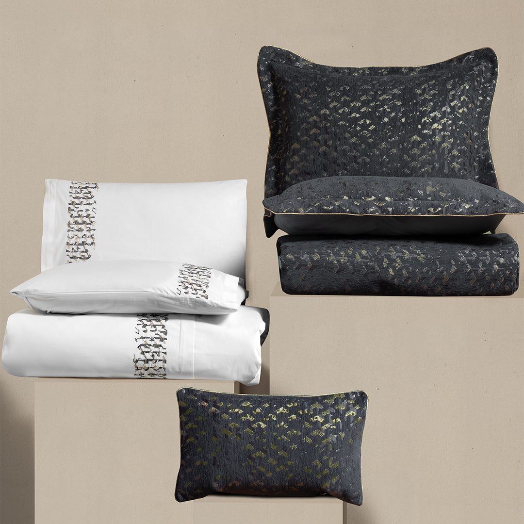 Castra Embroidered Double Duvet Set Anthracite (8 Pieces)