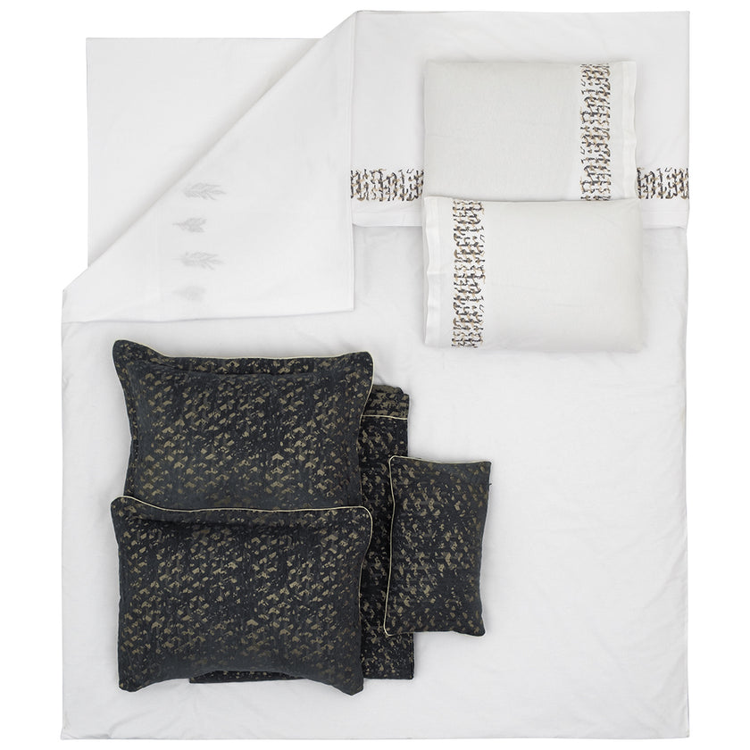 Castra Embroidered Double Duvet Set Anthracite (8 Pieces)