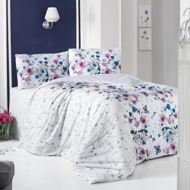 Clove Çift Kişilik Ranforce Nevresim Takımı Lacivert (4 Parça)