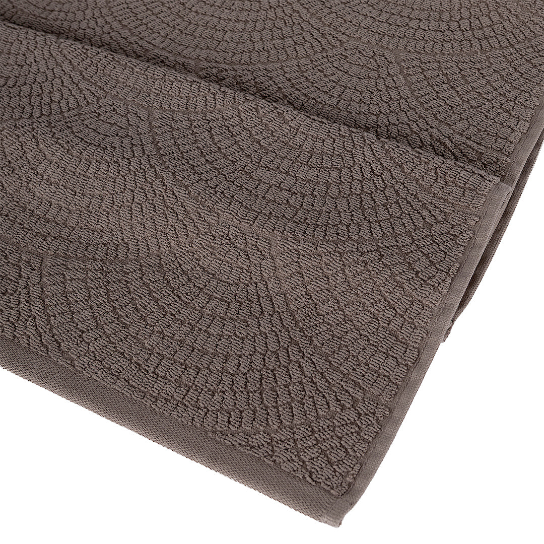 Lavenza %100 Pamuk Jakarlı 2'li Banyo Seti Koyu Bej 50x90/90x150