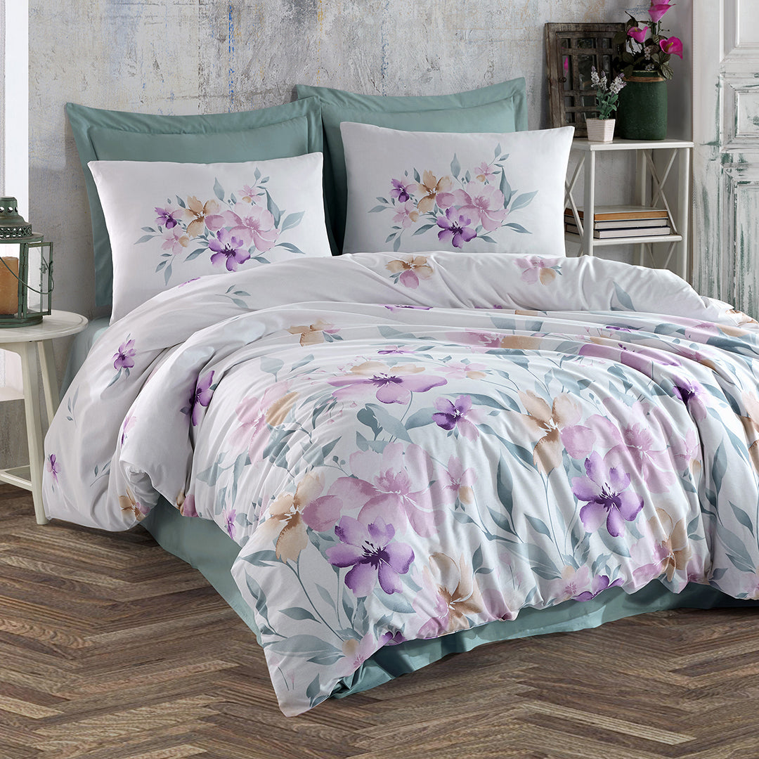Cozy Çift Kişilik Ranforce Nevresim Takımı Mint (4 Parça)