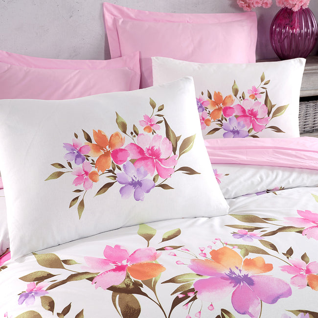 Cozy Çift Kişilik Ranforce Nevresim Takımı Pembe (4 Parça)