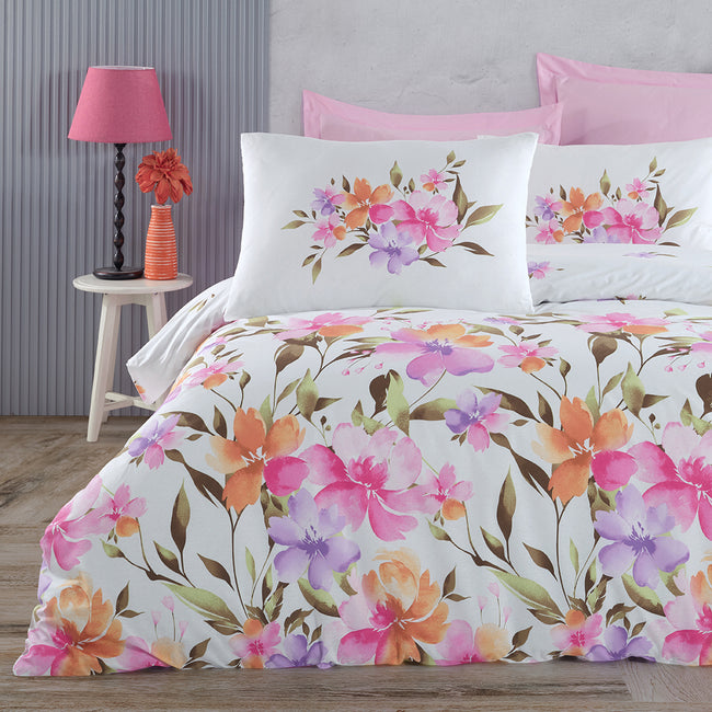 Cozy Çift Kişilik Ranforce Nevresim Takımı Pembe (4 Parça)