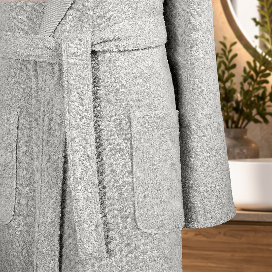 Dannte Bambu Nakışlı Aile Bornoz Seti Ekru/gri M-L/L-XL 6 Parça