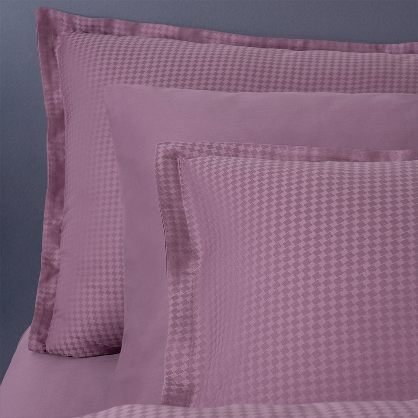 Diamond Jacquard Satin Double Duvet Cover Set Lilac (6 Pieces)