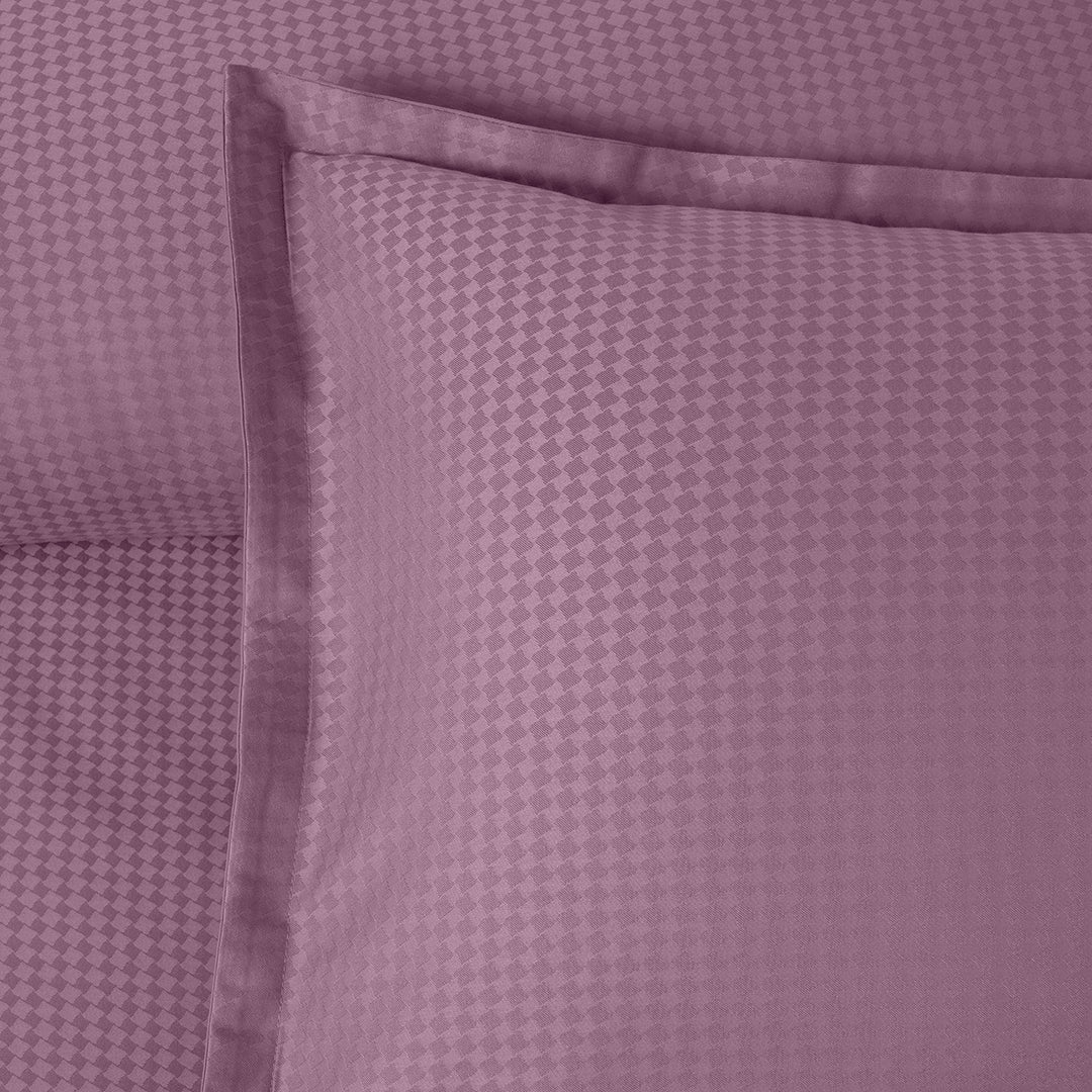 Diamond Jacquard Satin Double Duvet Cover Set Lilac (6 Pieces)
