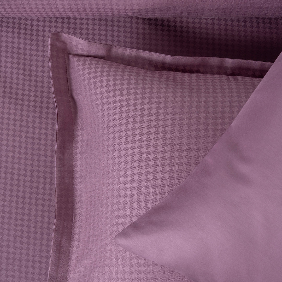 Diamond Jacquard Satin Double Duvet Cover Set Lilac (6 Pieces)