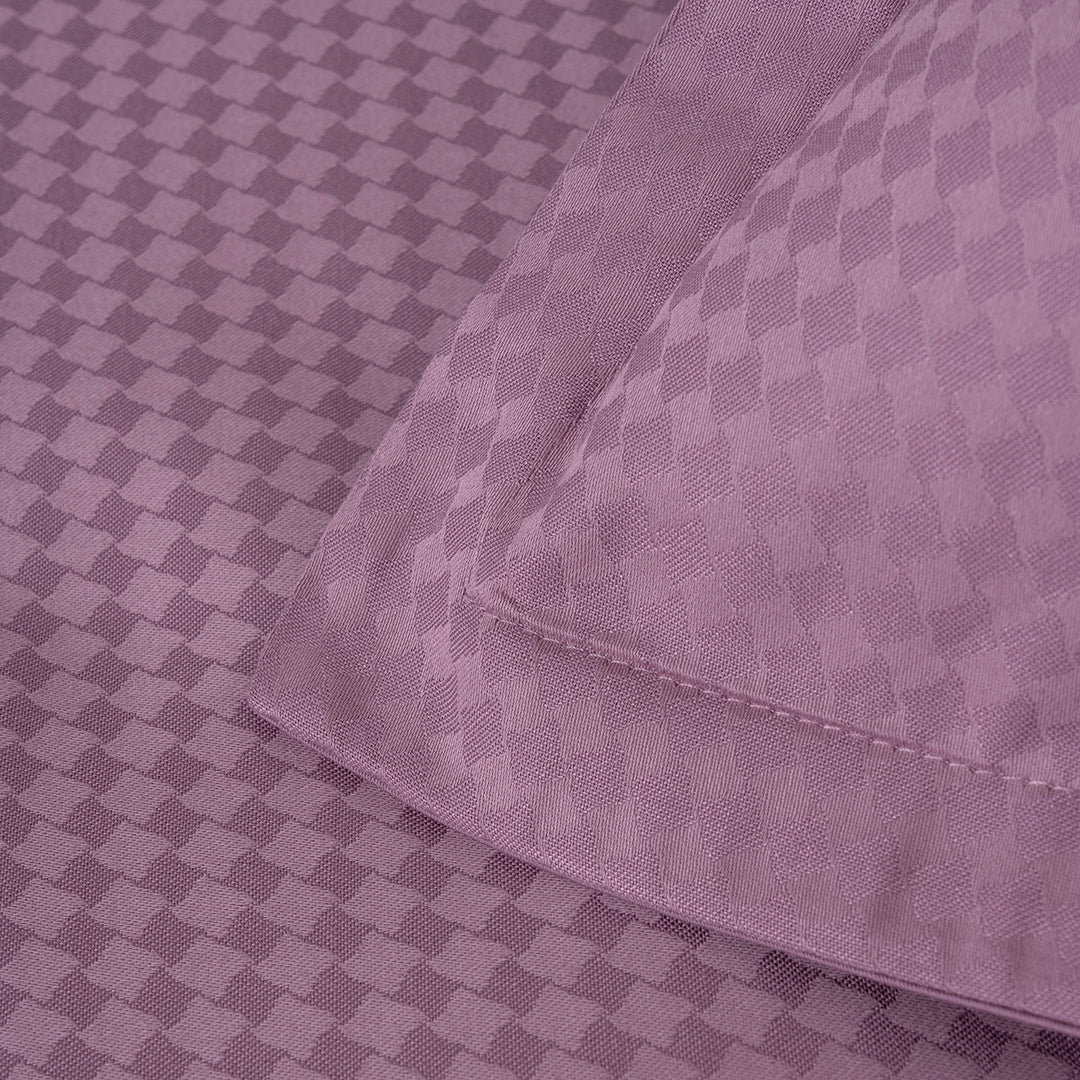 Diamond Jacquard Satin Double Duvet Cover Set Lilac (6 Pieces)