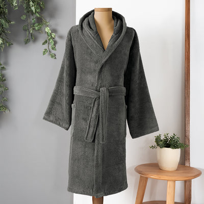 Dolce Microcotton Hooded Unisex Bathrobe Anthracite