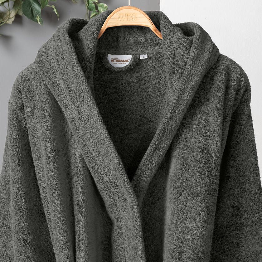 Dolce Microcotton Kapşonlu Unisex Bornoz Antrasit