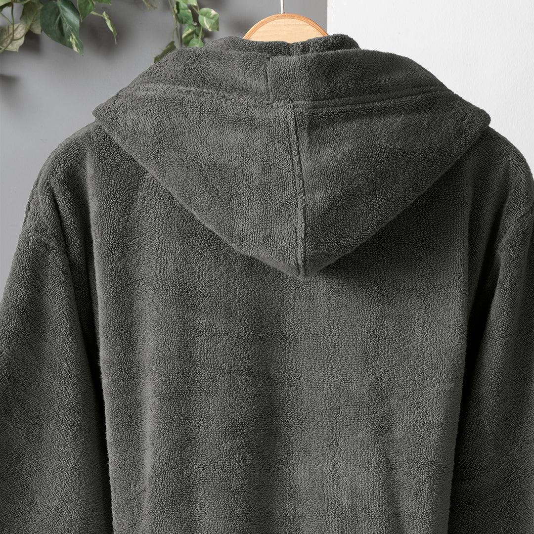 Dolce Microcotton Kapşonlu Unisex Bornoz Antrasit XL/2XL