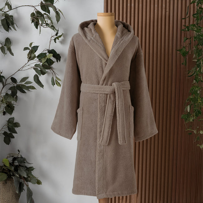 Dolce Microcotton Kapşonlu Unisex Bornoz Bej M/L