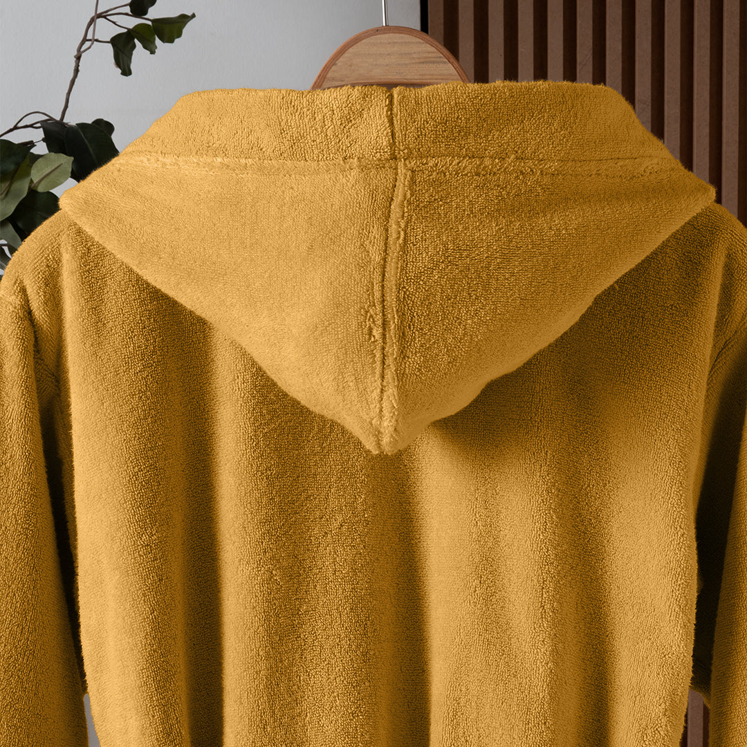 Dolce Microcotton Kapşonlu Unisex Bornoz Hardal M/L