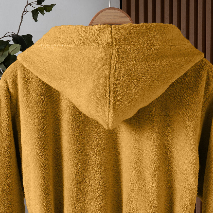 Dolce Microcotton Kapşonlu Unisex Bornoz Hardal M/L