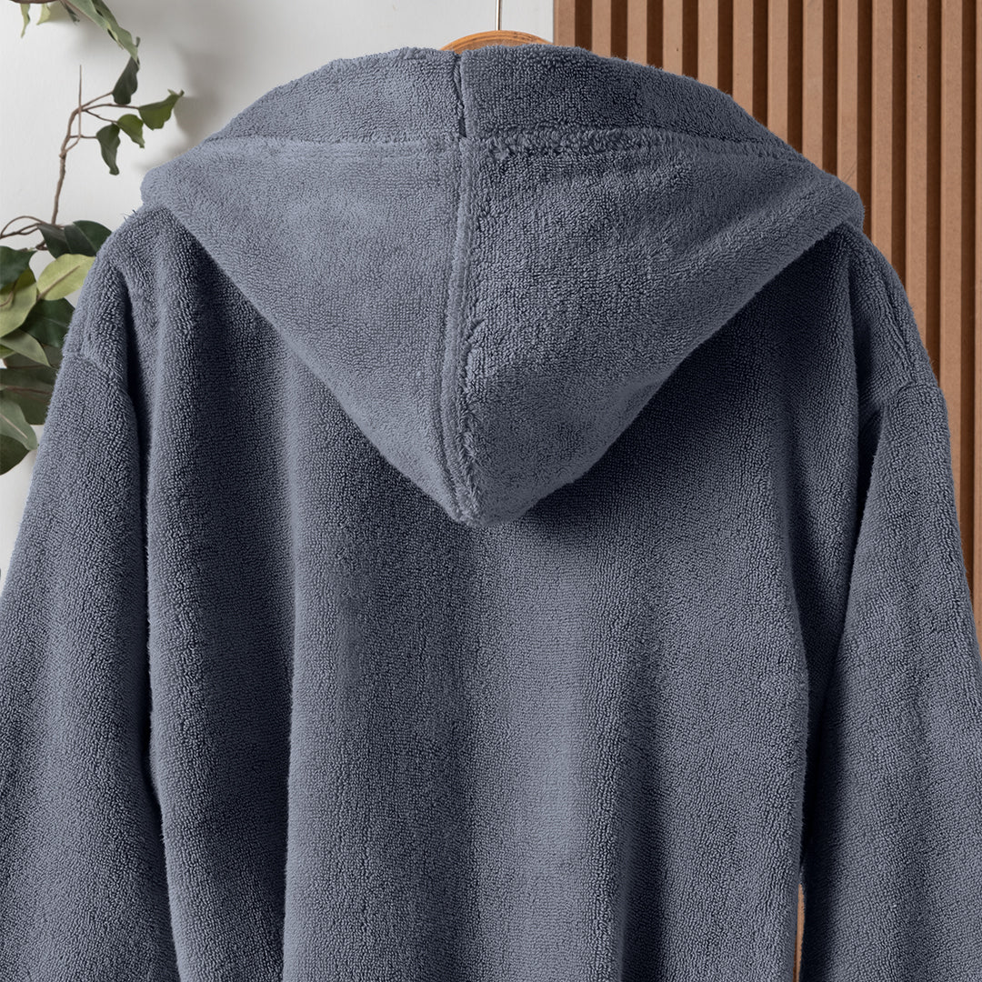 Dolce Microcotton Hooded Unisex Bathrobe Indigo