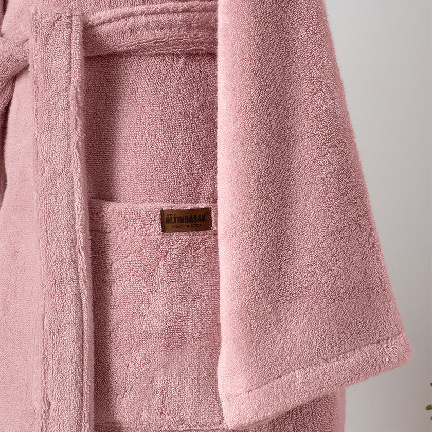 Dolce Microcotton Kapşonlu Kadın Bornoz Pudra M/L