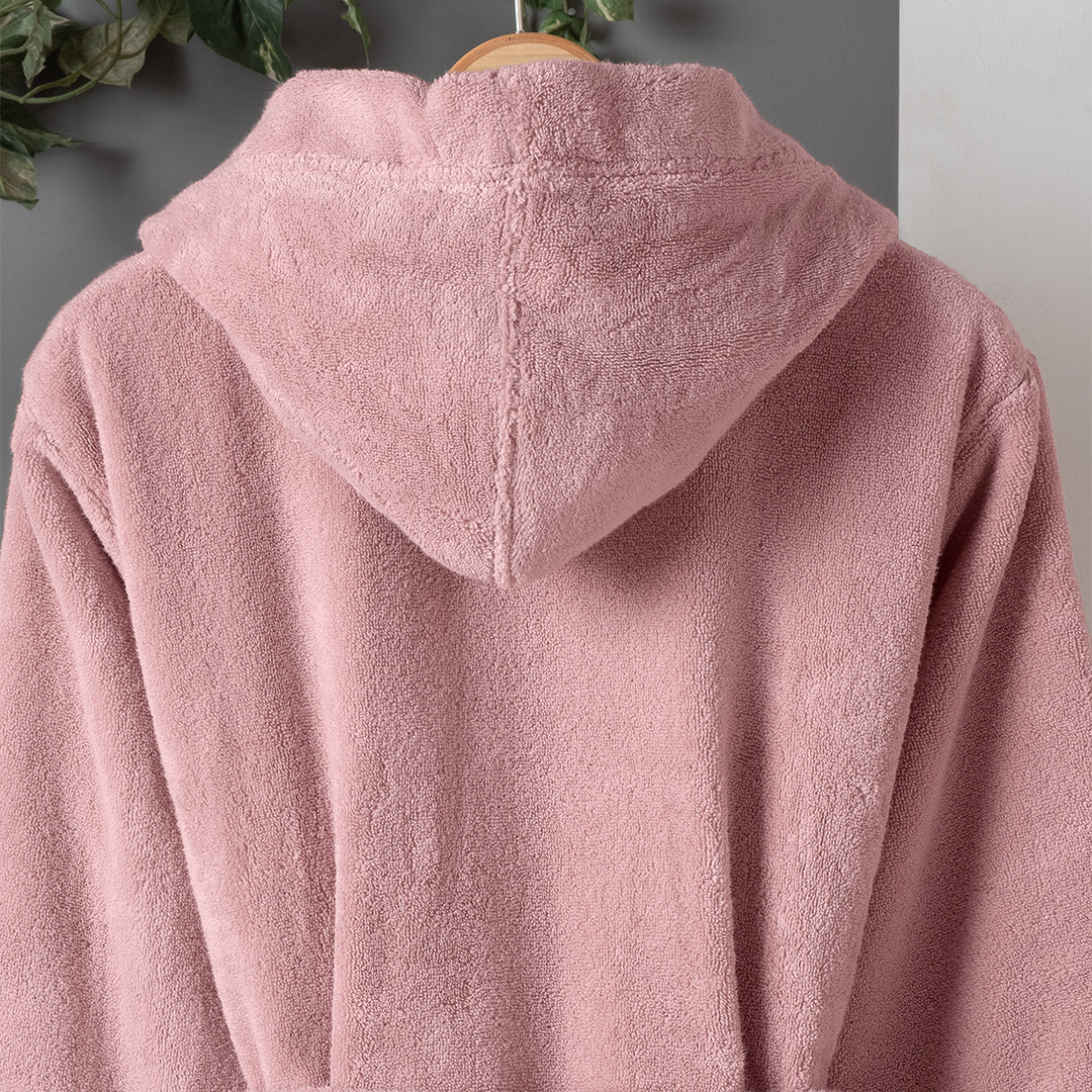 Dolce Microcotton Kapşonlu Kadın Bornoz Pudra M/L