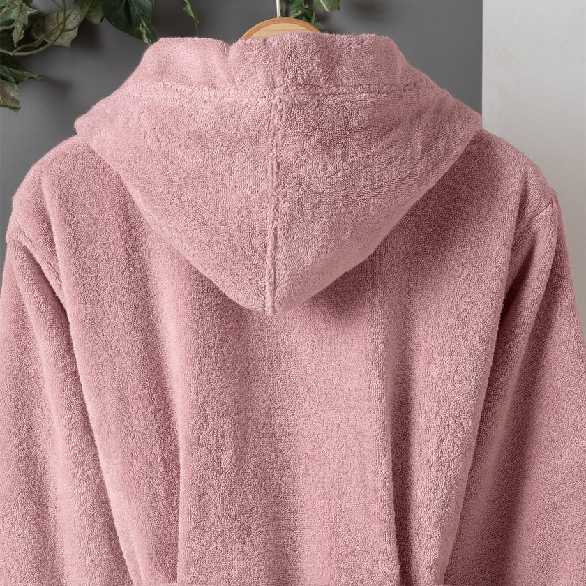 Dolce Microcotton Kapşonlu Kadın Bornoz Pudra M/L