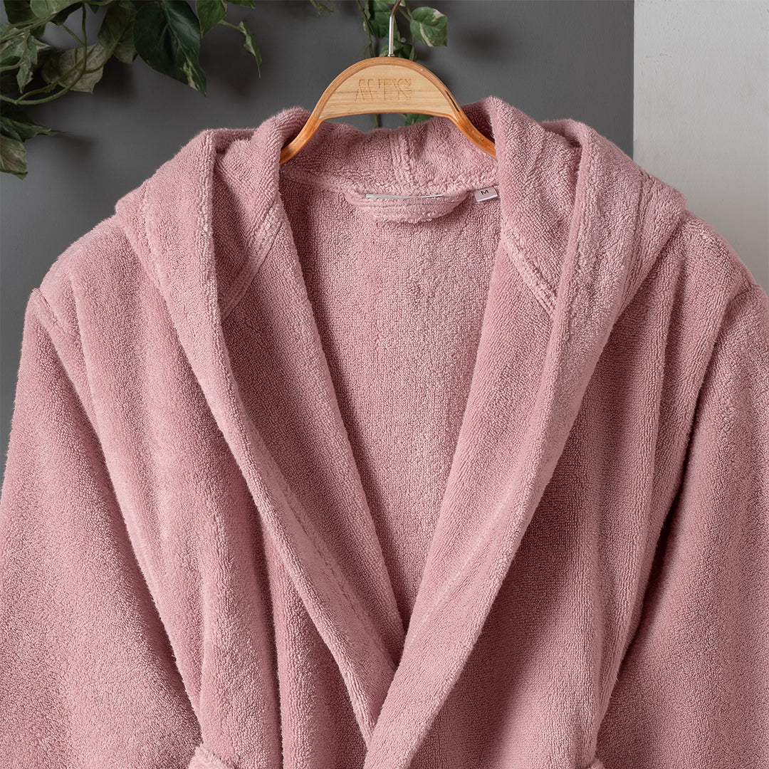 Dolce Microcotton Kapşonlu Kadın Bornoz Pudra M/L
