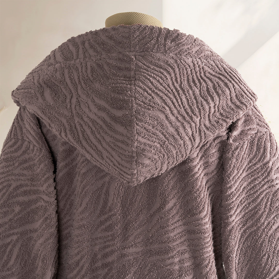 Elora %100 Pamuk Kapşonlu Kadın Bornoz Gül Kurusu XL/2XL