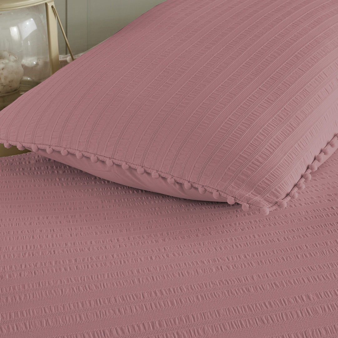 Emboss Double Textured Satin Duvet Cover Set Antique Rose (6 Pieces)