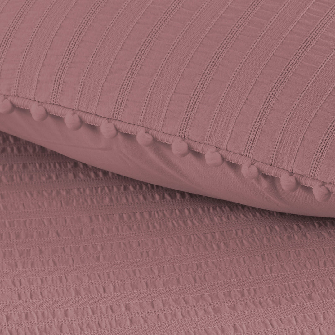 Emboss Double Textured Satin Duvet Cover Set Antique Rose (6 Pieces)