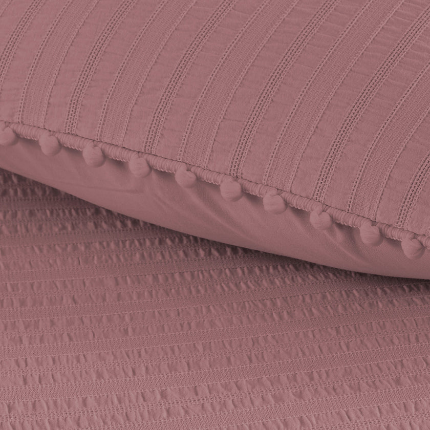 Emboss Double Textured Satin Duvet Cover Set Antique Rose (6 Pieces)