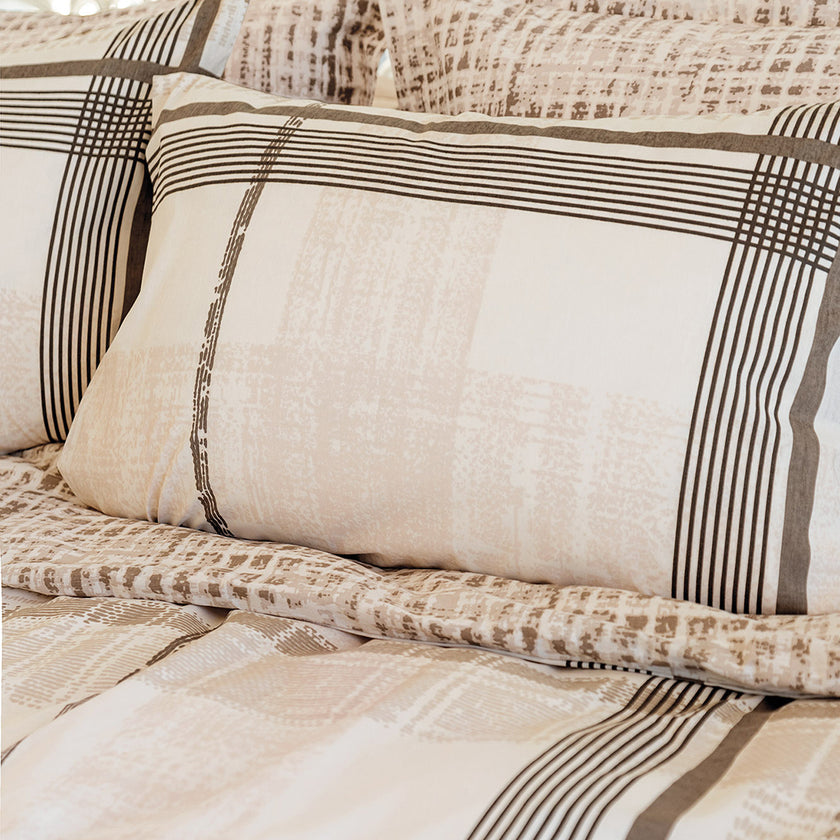 Foster Çift Kişilik Ranforce Nevresim Takımı Bej (4 Parça)