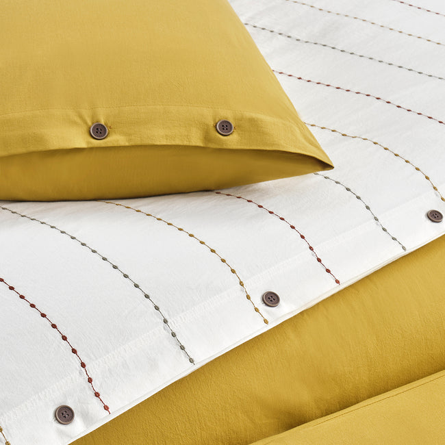 Freda Çift Kişilik Nevresim-Yatak Örtüsü Takımı Hardal (5 Parça)