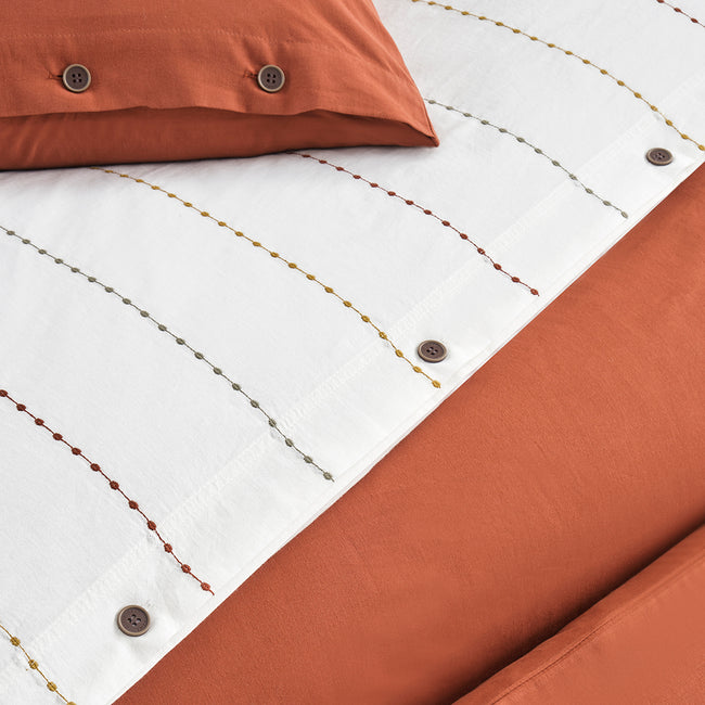 Freda Çift Kişilik Nevresim-Yatak Örtüsü Takımı Kiremit (5 Parça)