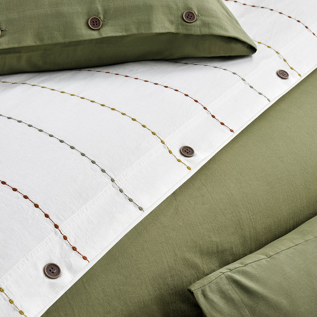 Freda Double Duvet Cover-Bedspread Set Green (5 Pieces)