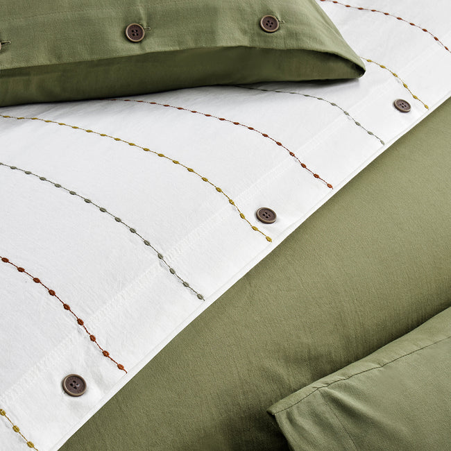 Freda Çift Kişilik Nevresim-Yatak Örtüsü Takımı Yeşil (5 Parça)