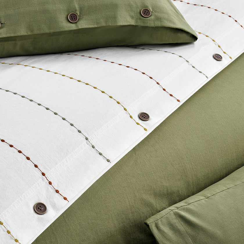Freda Double Duvet Cover-Bedspread Set Green (5 Pieces)