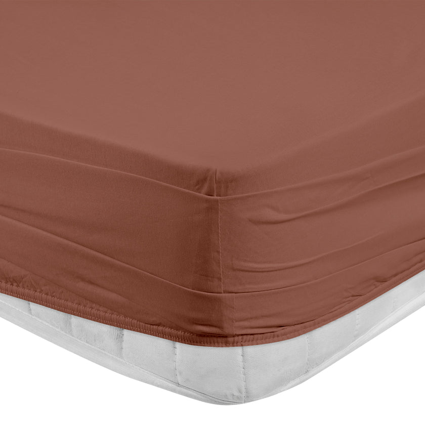 Freesia Double Ranforce Fitted Sheet 160x200+35 cm Terracotta