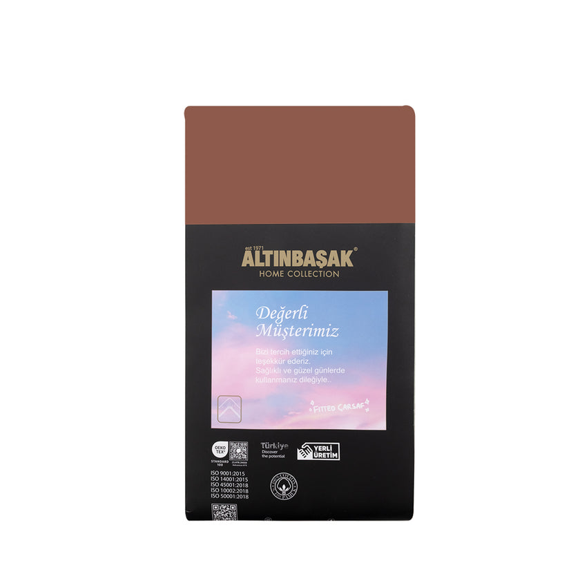 Простыня на резинке Freesia Ranforce односпальная 100x200+35 см, терракота